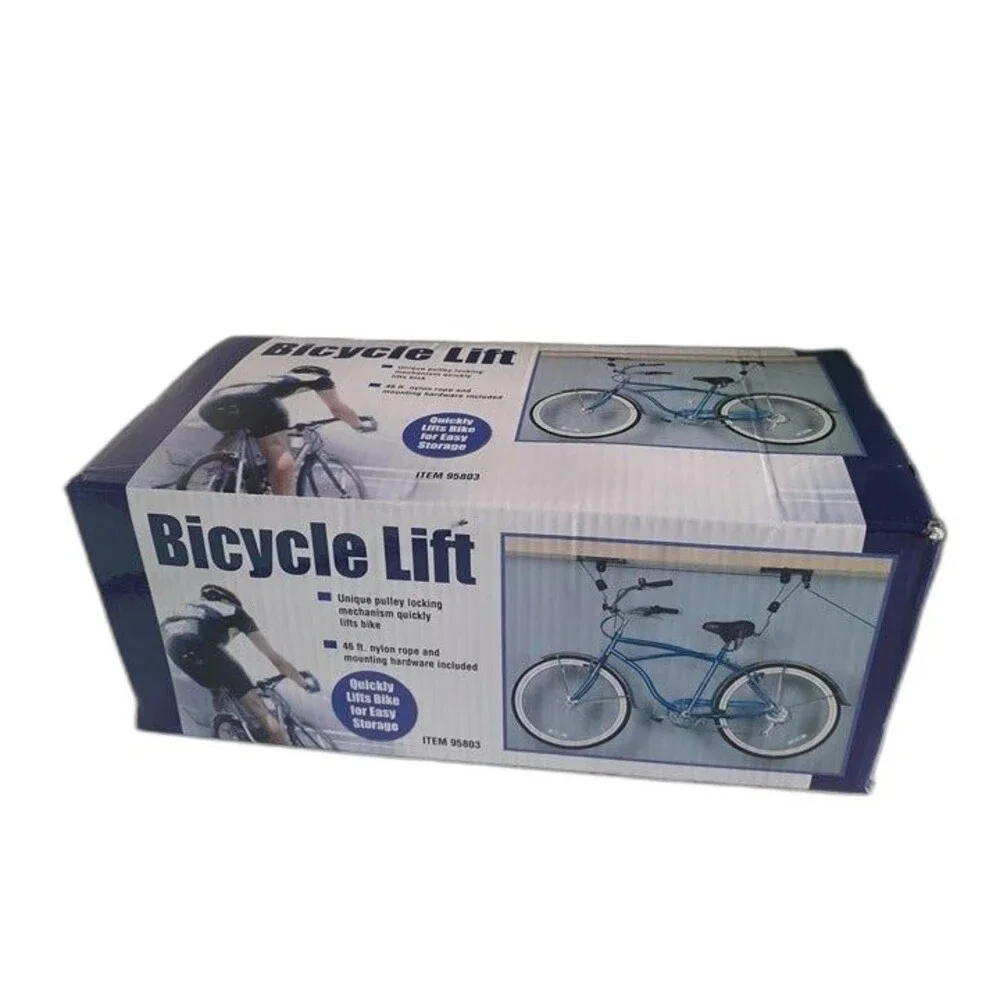 Bicycle Lift Bike Ceiling Mount Pulley Hoist Garage Storage Rack Hooks Hanger